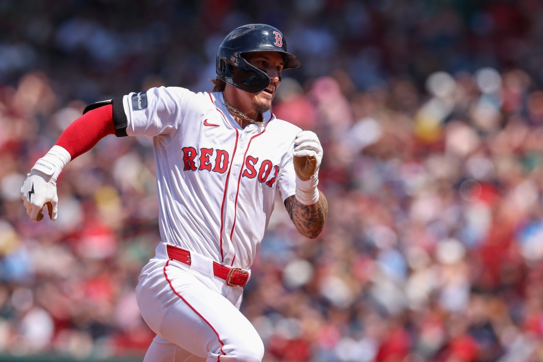 Boston Red Sox star Jarren Duran runs the bases against the Atlanta Braves.