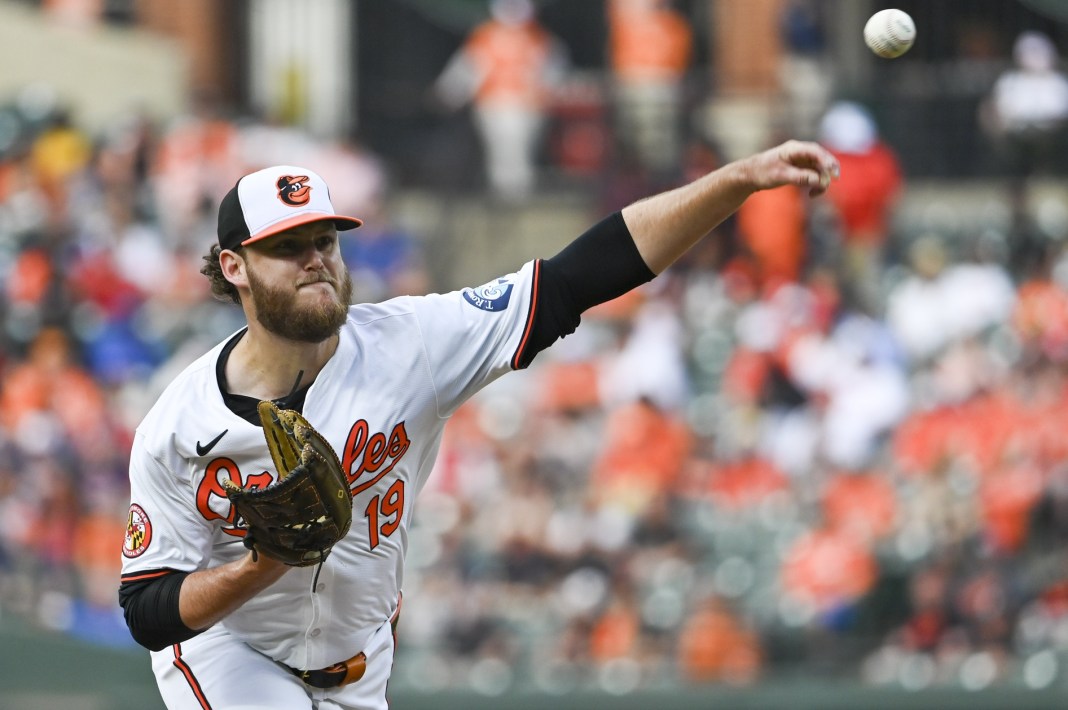 cole irvin throws a pitch for the baltimore orioles