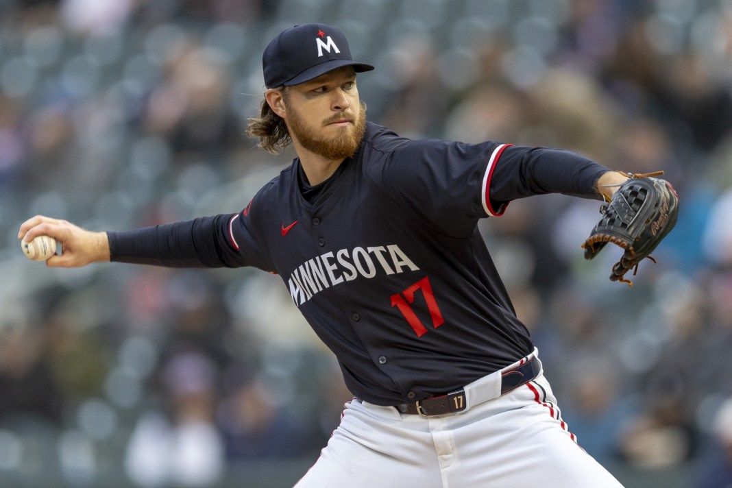 Minnesota Twins starting pitcher Bailey Ober (17) delivers a pitch against the Los Angeles Dodgers in the first inning at Target Field