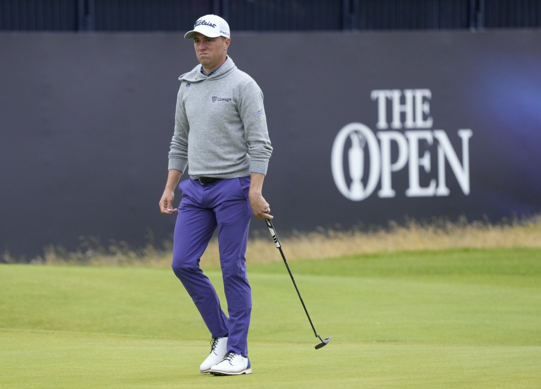 Justin Thomas walks to the 18th hole at The Open.