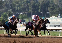 Horse Racing Picks Today at Santa Anita for Monday, May 25 GENERAL PARTNER (8) with Manuel Franco takes an early lead as FIERCENESS (9) with John Velazquez