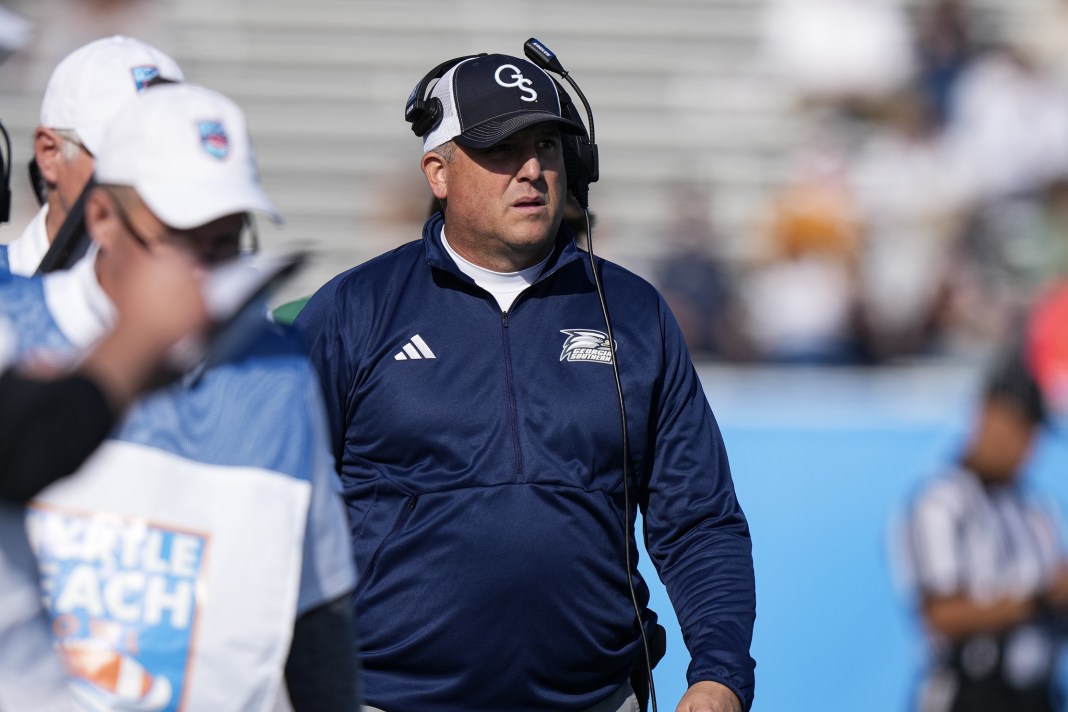 clay helton head coach of the georgia southern eagles