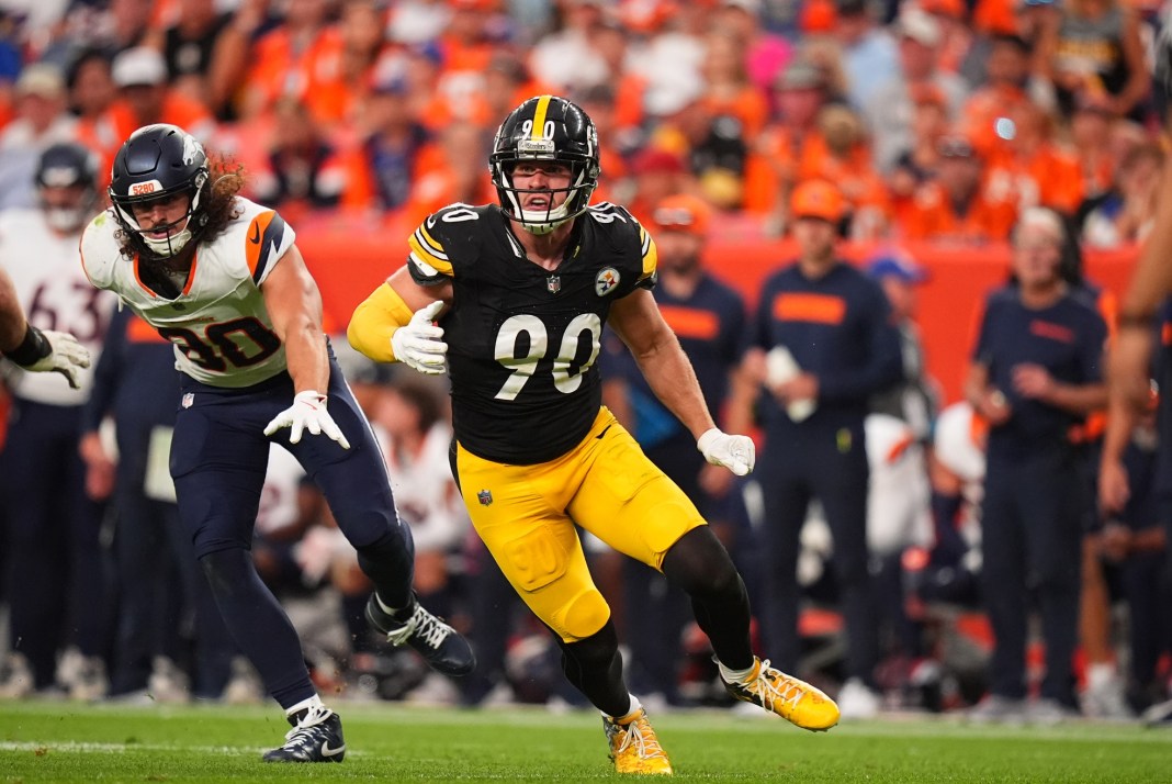 Steelers star T.J. Watt rushes the passer against the Broncos.