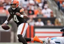 Steelers vs. Browns Predictions: Week 4 Thursday Night Football odds, picks, and player props Cleveland Browns quarterback Deshaun Watson (4) escapes from Tennessee Titans safety Amani Hooker (37)