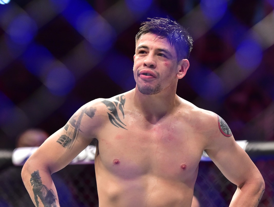 Brandon Moreno looks on after the fight against Deiveson Figueiredo during UFC 283 at Jeunesse Arena.