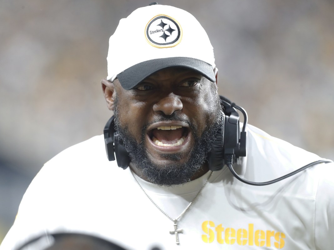 Pittsburgh Steelers head coach Mike Tomlin reacts on the sidelines against the Dallas Cowboys during the second quarter at Acrisure Stadium.