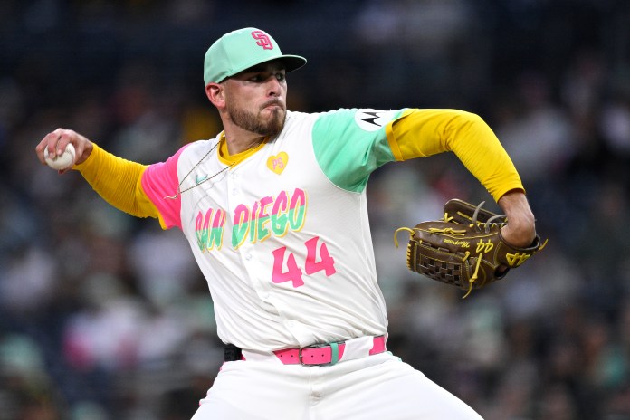 San Diego Padres starting pitcher Joe Musgrove (44) pitches against the Chicago White Sox during the first inning at Petco Park on September 20, 2024.