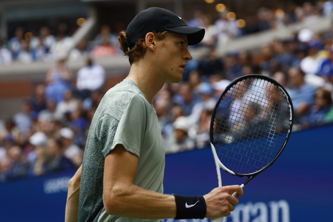 Jannik Sinner celebrates a point won at the 2024 US Open.