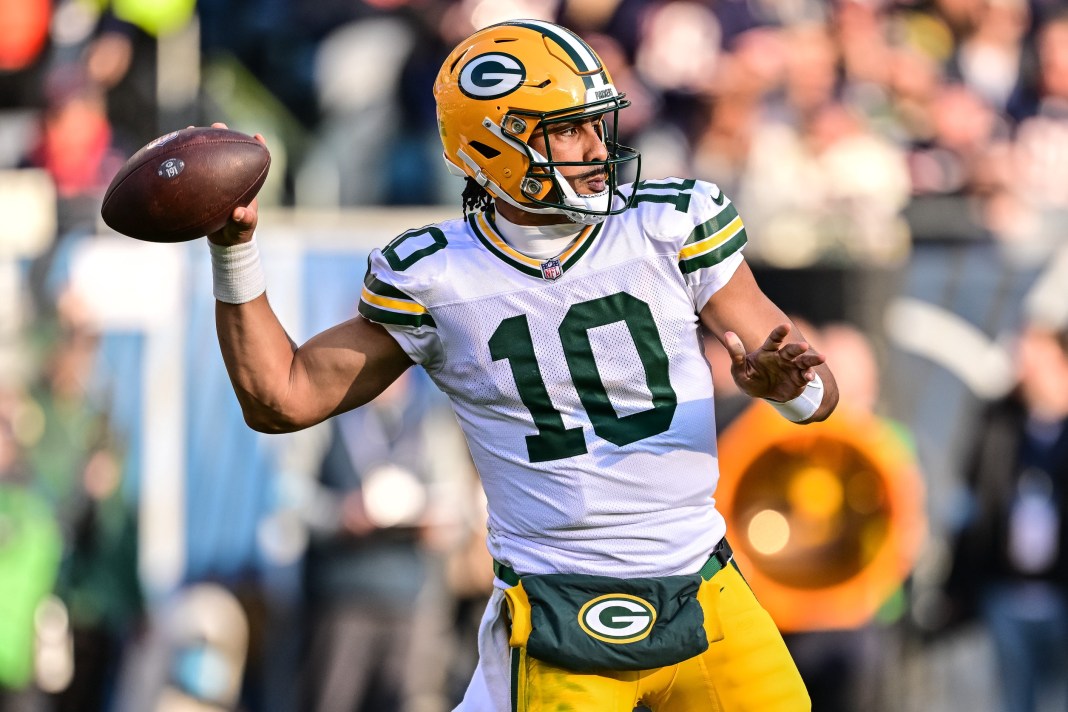 Packers quarterback Jordan Love throws a pass against the Bears in Week 11 of the 2024 NFL season.