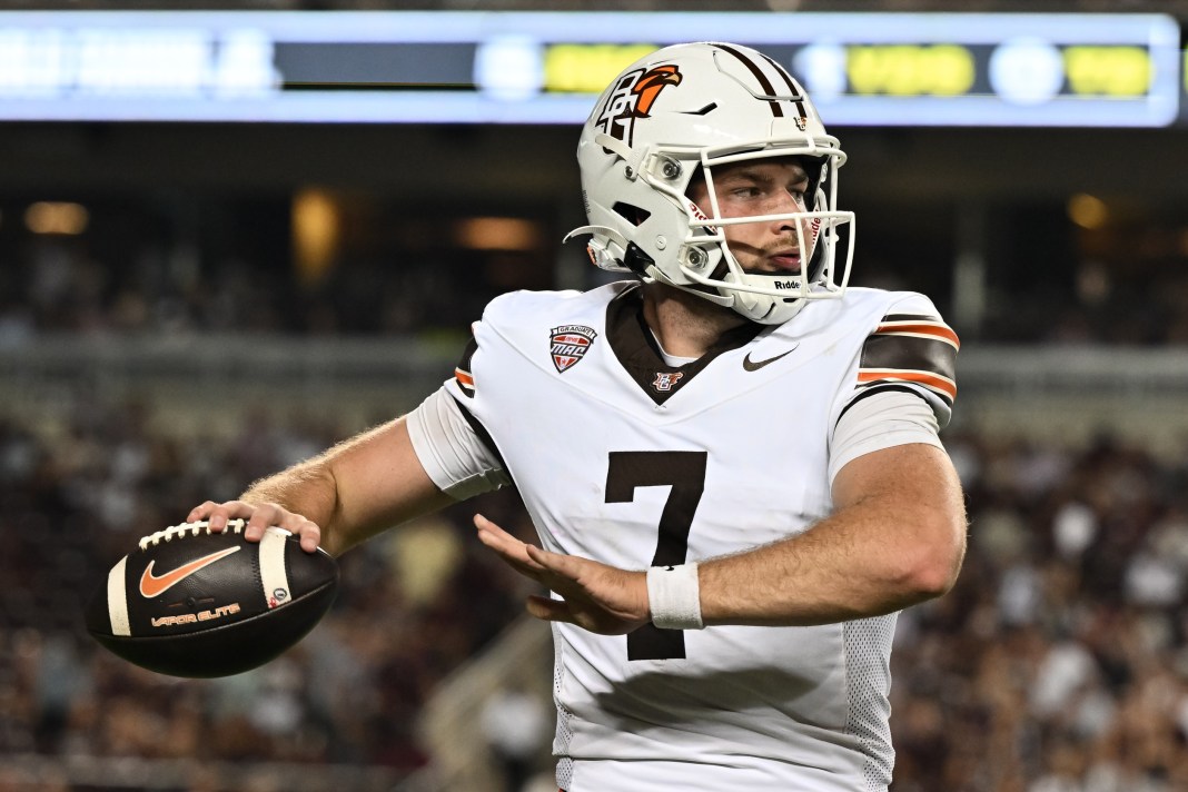 Bowling Green quarterback Connor Bazelak throws a pass during the 2024 college football season.