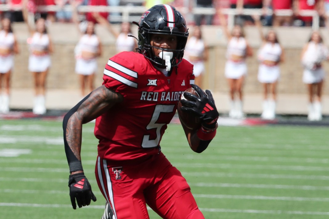 Texas Tech wide receiver Caleb Douglas makes a play during the 2024 college football season.