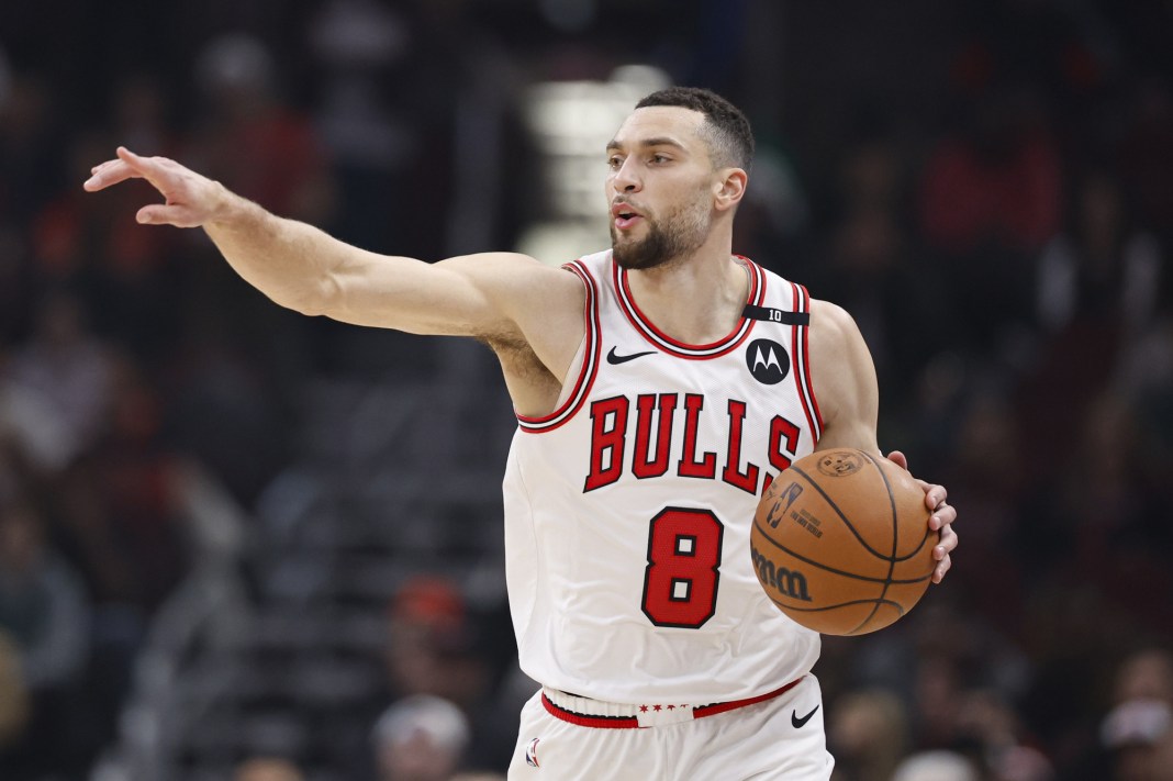 Bulls guard Zach LaVine surveys the floor against the Wizards during the 2024-25 NBA season.