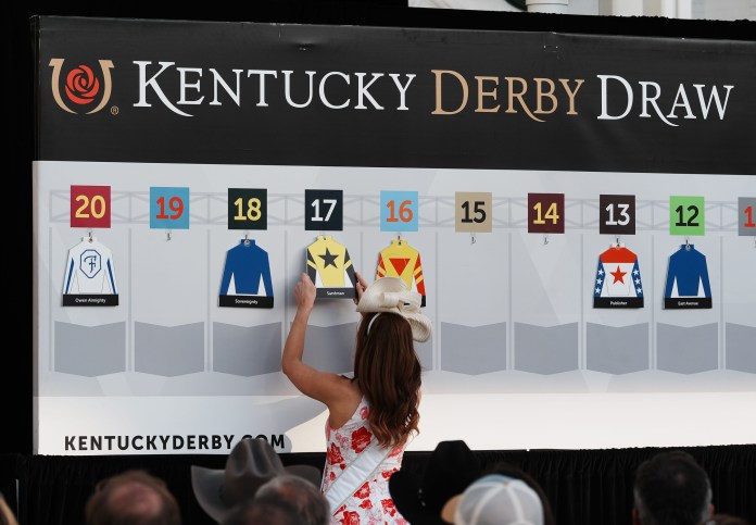 Post positions were chosen on the tote board during the 2025 Kentucky Derby Draw, one week ahead of the Kentucky Derby at Churchill Downs in Louisville, KY, on April 26, 2025.