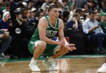 NBA Player Props Today: Top Picks for Tuesday, October 27 Celtics guard Payton Pritchard looks on against the Knicks during the 2024-25 NBA Playoffs.