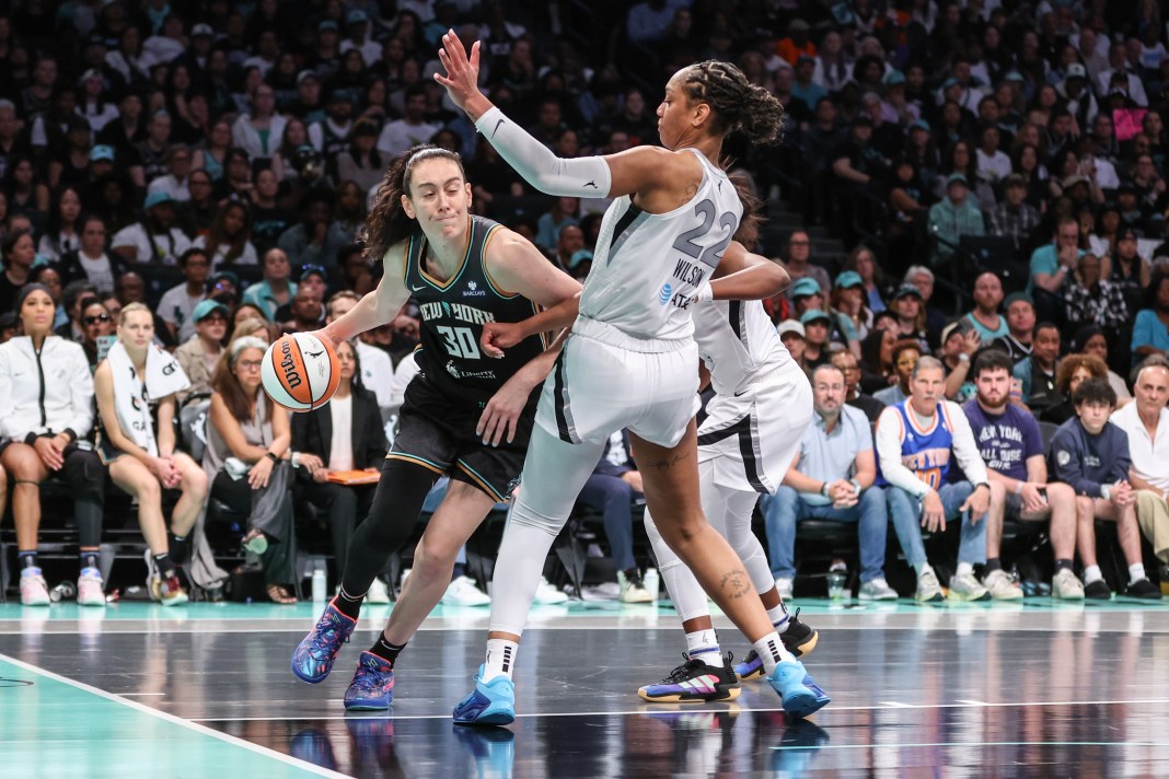 Breanna Stewart New York Liberty forward and A'ja Wilson Las Vegas Aces center