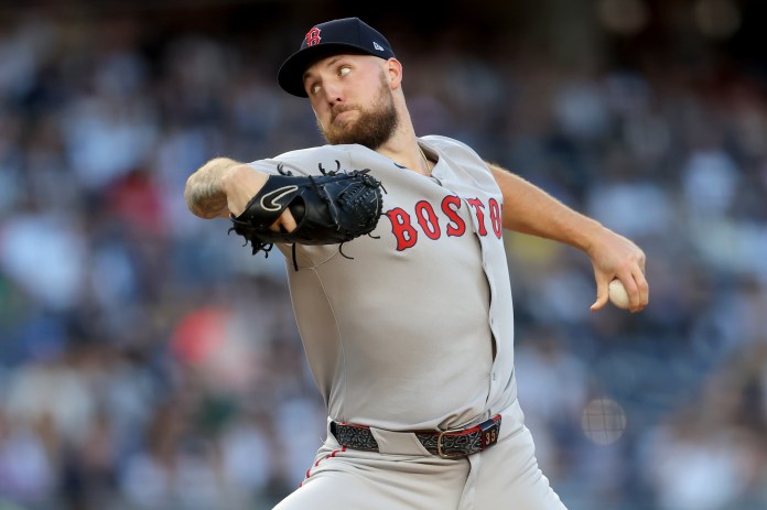 Boston Red Sox starting pitcher Garrett Crochet (35) pitches against the New York Yankees during the first inning at Yankee Stadium in the Bronx, New York, on June 7, 2025.