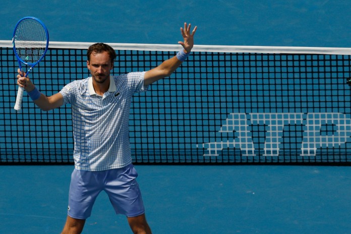 Daniil Medvedev celebrates with the crowd after a win over Reilly Opelka at the 2025 Mubadala Citi DC Open in Washington DC.