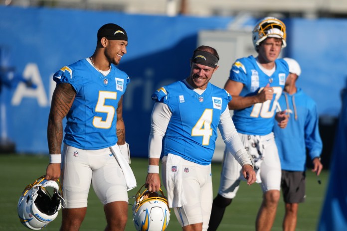Trey Lance, Taylor Heinicke and Justin Herbert Los Angeles Chargers quarterbacks