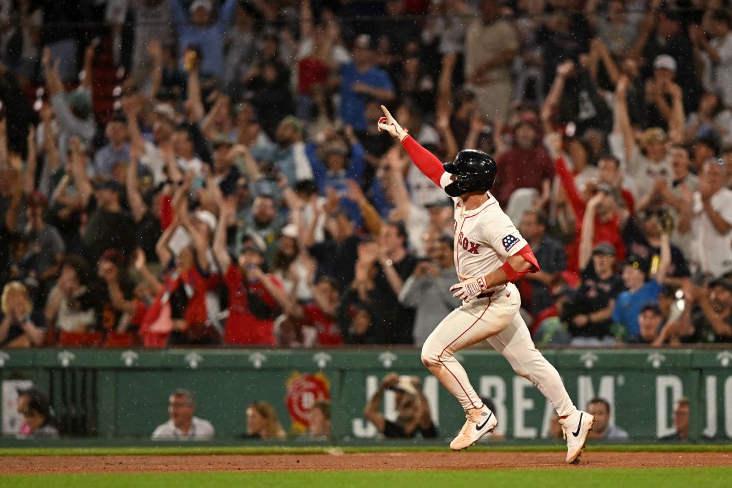 Boston Red Sox first baseman Romy Gonzalez (23) runs the bases after hitting a two-run home run against the Colorado Rockies during the eighth inning at Fenway Park on July 9, 2025.