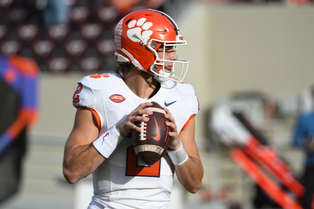 Clemson quarterback Cade Klubnik drops back to pass against Virginia Tech during the 2024 college football season.