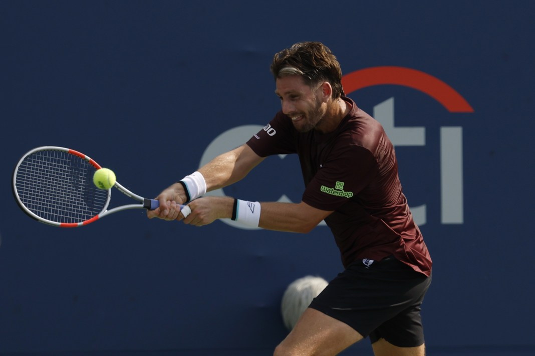 Cameron Norrie hits a backhand against Lorenzo Musetti at the 2025 Mubadala Citi DC Open.