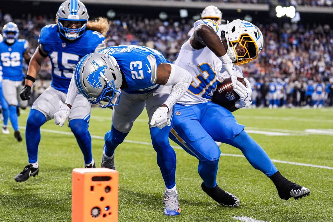 Rock Ya-Sin, Detroit Lions cornerback and Kimani Vidal, LA Chargers running back