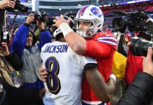 Ravens vs. Bills Predictions: Week 1 Sunday Night Football odds, picks and player props Ravens star Lamar Jackson and Bills star Josh Allen embrace after a game during the 2019 NFL season.