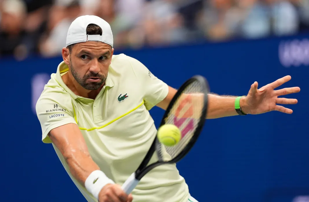Tennis: US Open Grigor Dimitrov hits a backhand against Andrey Rublev at the 2024 US Open.