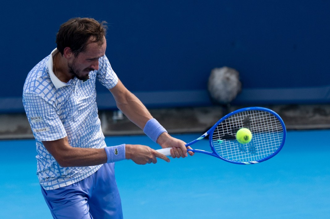 Daniil Medvedev hits a backhand against Adam Walton at the 2025 Cincinnati Open.
