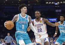 2025-26 Charlotte Hornets Win Total Prediction and Season Outlook Hornets star LaMelo Ball drives to the basket against the Thunder during the 2025-26 NBA preseason.