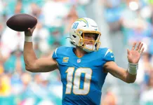 Week 10 NFL Predictions from the T Shoe Index Justin Herbert, Los Angeles Chargers, NFL