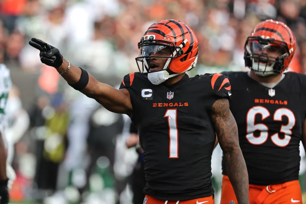 NFL: New York Jets at Cincinnati Bengals Bengals star Ja'Marr Chase signals for a first down in a meeting with the Jets in the 2025 NFL season.
