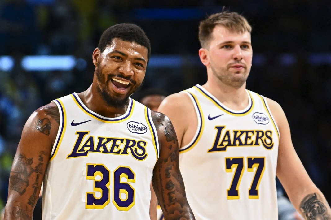 NBA: Miami Heat at Los Angeles Lakers Luka Doncic, Marcus Smart, LA Lakers, NBA