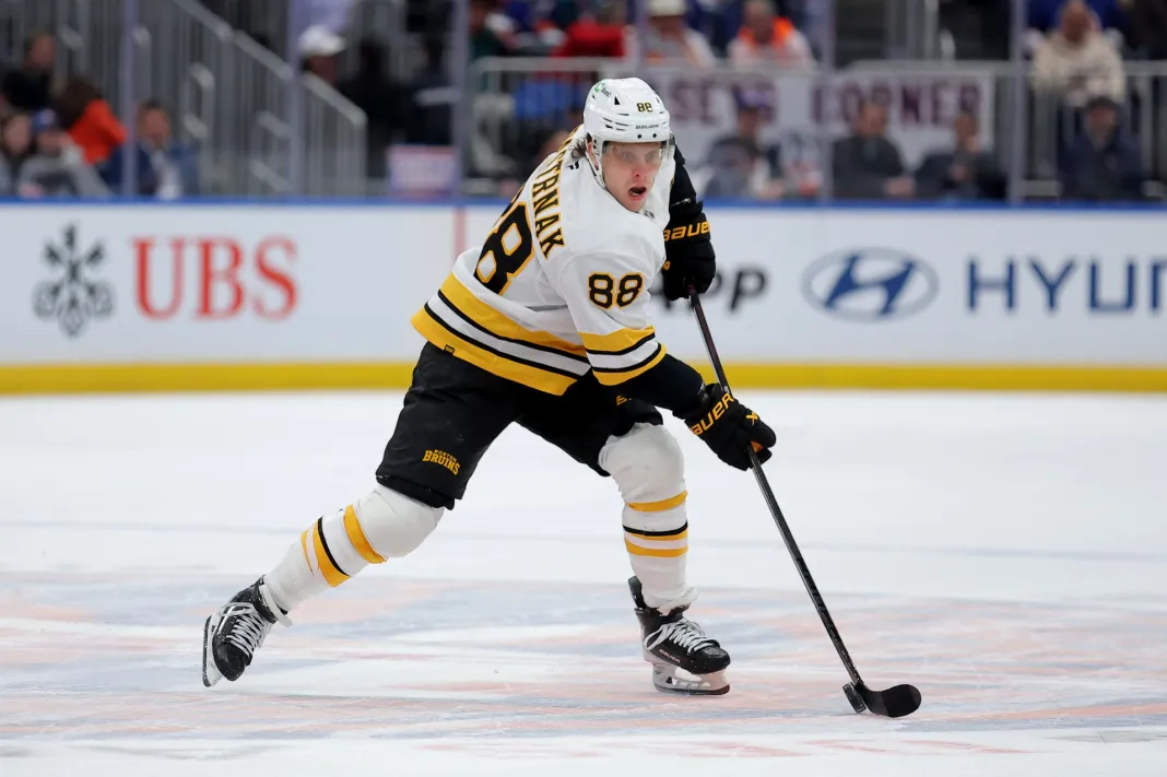 NHL: Boston Bruins at New York Islanders David Pastrnal, Boston Bruins