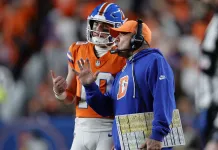 Broncos vs. Commanders Predictions: Week 13 Sunday Night Football odds, picks and player props Broncos quarterback Bo Nix talks to head coach Sean Payton during a meeting with the Raiders in the 2025 NFL season.