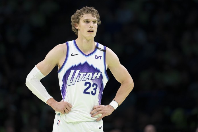 Jazz star Lauri Markkanen looks on against the Timberwolves during the 2025-26 NBA season.