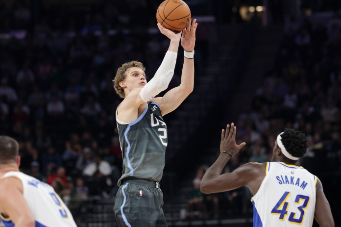 Jazz star Lauri Markkanen takes a jumper against the Pacers during the 2025-26 NBA season.