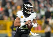 Lions vs. Eagles Predictions: Week 11 Sunday Night Football odds, picks and player props Eagles star Jalen Hurts looks to make a play against the Packers during the 2025 NFL season.