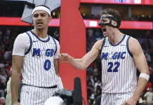 NBA Picks & Predictions Today (Nov. 25): Best Bets on Sides & Totals Magic star Franz Wagner celebrates a play with Anthony Black against the Rockets during the 2025-26 NBA season.