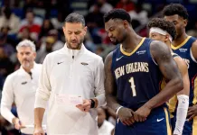 NBA Predictions Today: Best Bets and Player Props for Saturday, November 29 Pelicans head coach James Borrego talks to Zion Williamson in a meeting with the Nuggets during the 2025-26 NBA season.