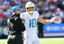 How to bet NFL games when teams rest starters Justin Herbert Los Angeles Chargers quarterback and coach Jim Harbaugh