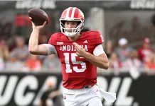CFP Quarterfinal: Alabama vs. Indiana Rose Bowl Prediction January 1, 2026 Indiana superstar Fernando Mendoza throws a pass against Michigan State during the 2025 college football season.