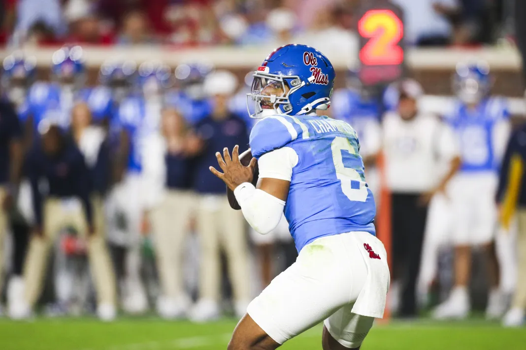 NCAA Football: Florida at Mississippi Ole Miss quarterback Trinidad Chambliss looks to throw against Florida during the 2025 college football season.