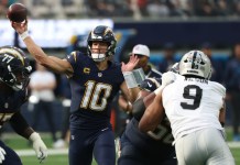 Eagles vs. Chargers Predictions: Week 14 Monday Night Football odds, picks and player props Chargers quarterback Justin Herbert looks to throw against the Raiders during the 2025 NFL season.