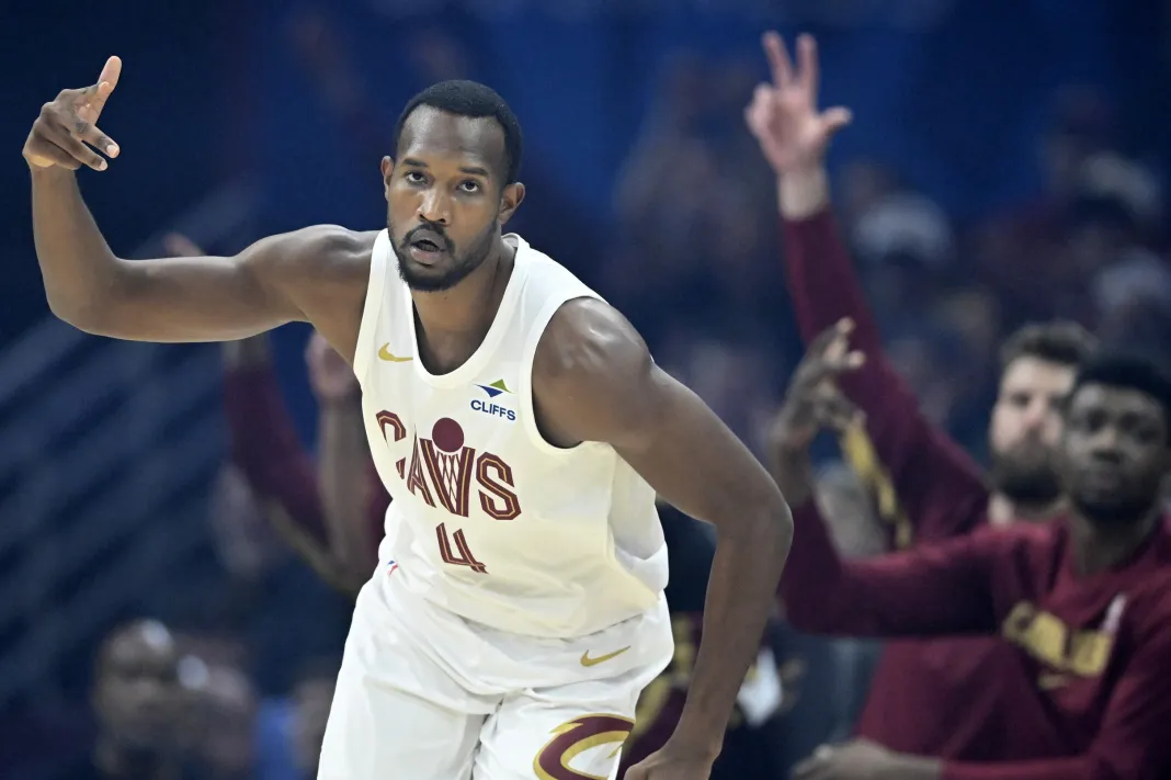NBA: Portland Trail Blazers at Cleveland Cavaliers Cavaliers star Evan Mobley celebrates a play against the Trail Blazers during the 2025-26 NBA season.