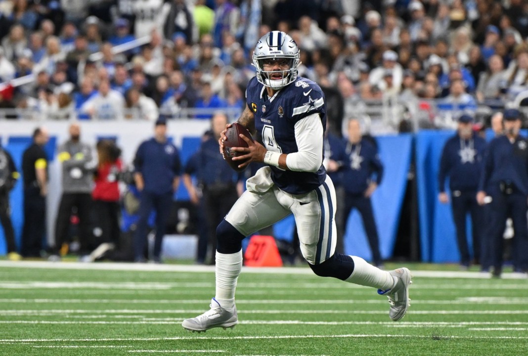 NFL: Dallas Cowboys at Detroit Lions Cowboys quarterback Dak Prescott looks to throw against the Lions during the 2025 NFL season.