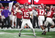Alabama vs. Oklahoma Prediction: College Football Playoff First Round Pick Alabama quarterback Ty Simpson looks to make a throw against Georgia in the 2025 SEC Championship Game.
