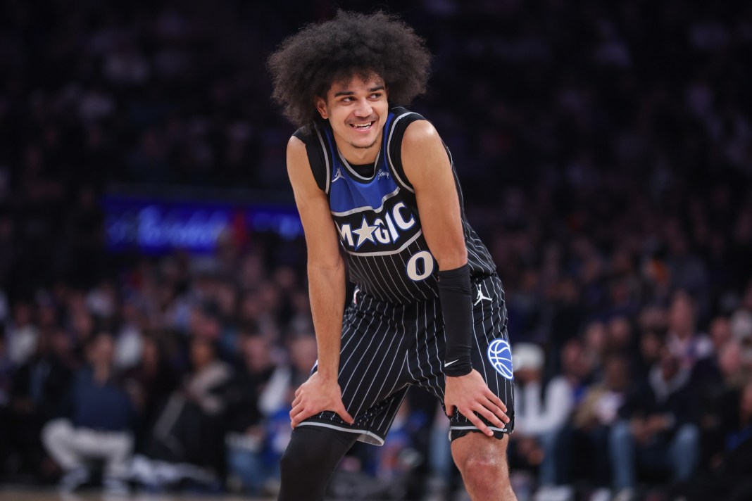 Magic guard Anthony Black looks on against the Knicks during the 2025-26 NBA season.
