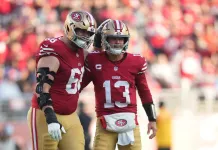 Bears vs. 49ers Predictions: Week 17 Sunday Night Football odds, picks and player props 49ers quarterback Brock Purdy celebrates a play with his lineman during the 2025 NFL season.
