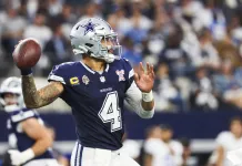 Cowboys vs. Commanders Predictions: Week 17 Christmas Day odds, picks and player props Cowboys quarterback Dak Prescott throws a pass against the Chargers during the 2025 NFL season.